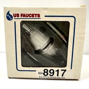 New Vintage US Faucets Toilet Paper Holder White Victorian Porcelain Chrome